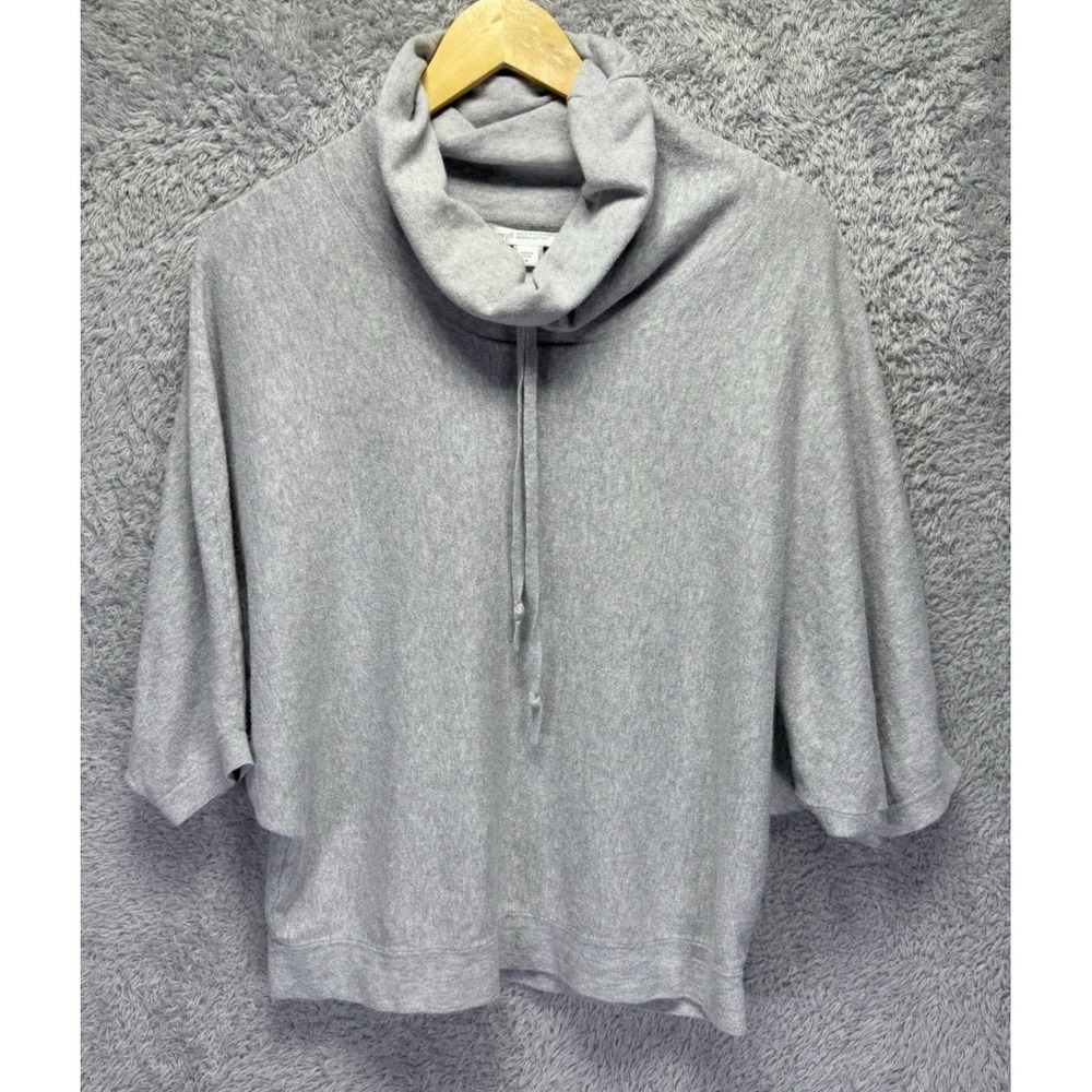Pure Jill J Jill Women's Gray Cowl Neck Kimono Boxy Top Sweater Coastal Medium